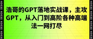 浩哥的GPT落地实战课，主攻GPT，从入门到高阶各种高端法一网打尽-小牛学府