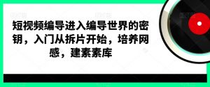 短视频编导进入编导世界的密钥，入门从拆片开始，培养网感，建素素库-小牛学府