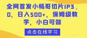 全网首发小杨哥切片IP3.0,日入500+,保姆级教学,小白可做【揭秘】-小牛学府