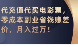 代充值代买电影票，零成本副业省钱赚差价，月入过万【揭秘】-小牛学府