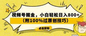 视频号掘金，小白轻松日入800+（附100%过原创技巧）【揭秘】-小牛学府