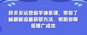 拼多多运营必学体系课,带你了解最新流量获取方法、帮助你降低推广成本-小牛学府