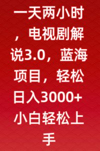 一天两小时,电视剧解说3.0,蓝海项目,轻松日入3000+小白轻松上手【揭秘】-小牛学府