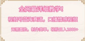 全网最详细教学,视频号蓝海赛道,口播情感视频,无需露脸,制作简单,轻松实现日入1000+【揭秘】-小牛学府