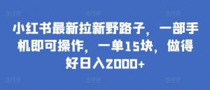 小红书最新拉新野路子,一部手机即可操作,一单15块,做得好日入2000+【揭秘】-小牛学府