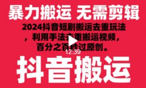 2024最新抖音搬运技术,抖音短剧视频去重,手法搬运,利用工具去重,达到秒过原创的效果【揭秘】-小牛学府