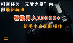 抖音任务“元梦之星”内部最新玩法,新手小白无脑操作,轻松月入10000+【揭秘】-小牛学府