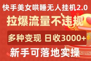 快手美女哄睡无人挂机2.0.拉爆流量不违规,多种变现途径,日收3000+,新手可落地实操【揭秘】-小牛学府