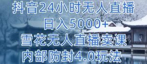 抖音24小时无人直播 日入5000+，雪花无人直播卖课，内部防封4.0玩法【揭秘】-小牛学府