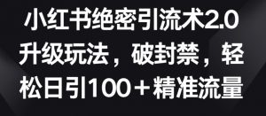 小红书绝密引流术2.0升级玩法，破封禁，轻松日引100+精准流量【揭秘】-小牛学府