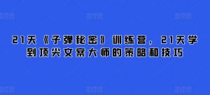 21天《子弹秘密》训练营,21天学到顶尖文案大师的策略和技巧-小牛学府