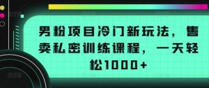 男粉项目冷门新玩法，售卖私密训练课程，一天轻松1000+【揭秘】-小牛学府