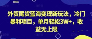 外贸尾货蓝海变现新玩法,冷门暴利项目,单月轻松3W+,收益无上限【揭秘】-小牛学府