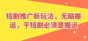 短剧推广新玩法，无脑搬运，干短剧必须是搬运【揭秘】-小牛学府
