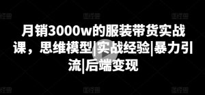月销3000w的服装带货实战课,思维模型|实战经验|暴力引流|后端变现-小牛学府
