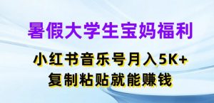 暑假大学生宝妈福利，小红书音乐号月入5000+，复制粘贴就能赚钱【揭秘】-小牛学府