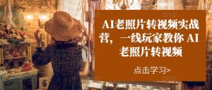 AI老照片转视频实战营，一线玩家教你AI老照片转视频-小牛学府