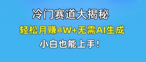 冷门赛道大揭秘,轻松月赚1W+无需AI生成,小白也能上手【揭秘】-小牛学府
