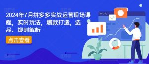 2024年7月拼多多实战运营现场课程,实时玩法,爆款打造,选品、规则解析-小牛学府