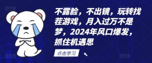 不露脸，不出镜，玩转找茬游戏，月入过万不是梦，2024年风口爆发，抓住机遇【揭秘】-小牛学府