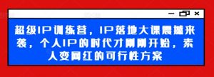 超级IP训练营,IP落地大课震撼来袭,个人IP的时代才刚刚开始,素人变网红的可行性方案-小牛学府