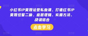 小红书IP变现运营私教课,打通红书IP变现任督二脉,底层逻辑、实操方法、战训结合-小牛学府