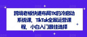 跨境老板快速布局TK的冷启动系统课，TikTok全案运营课程，小白入门最佳选择-小牛学府