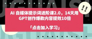 AI自媒体提示词进阶课2.0，14天用 GPT创作爆款内容提效10倍-小牛学府