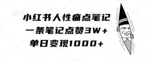 小红书人性痛点笔记,一条笔记点赞3W+,单日变现1k-小牛学府