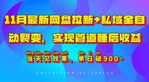 11月最新网盘拉新+私域全自动裂变，实现管道睡后收益，当天见效果，单日破900+-小牛学府