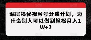 深层揭秘视频号分成计划，为什么别人可以做到轻松月入1W+?-小牛学府