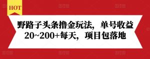 野路子头条撸金玩法,单号收益20~200+每天,项目包落地-小牛学府