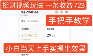 招财视频玩法，一条视频收益723，手把手教学，小白当天可上手-小牛学府
