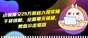 小说推文25万粉丝大佬实操干货讲解，全面毫无保留，帮你少走弯路-小牛学府
