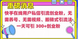 快手最新引流创业粉方法,无需养号、无需视频、搬砖式引流法【揭秘】-小牛学府