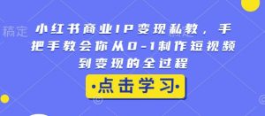 小红书商业IP变现私教,手把手教会你从0-1制作短视频到变现的全过程-小牛学府