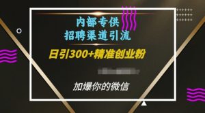 内部招聘渠道日引流300+创业粉,加爆你的微信【揭秘】-小牛学府