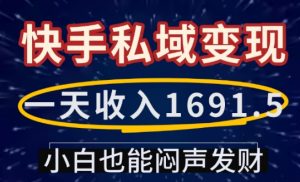 一天收入1691.5,快手私域变现,小白也能闷声发财-小牛学府