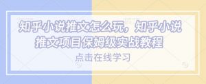 知乎小说推文怎么玩，知乎小说推文项目保姆级实战教程-小牛学府
