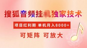 首发搜狐音频挂JI,项目红利期,可矩阵可放大,稳定月入5k【揭秘】-小牛学府