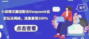 小说推文搬运配合Deepseek设定玩法揭秘，流量暴涨100%-小牛学府