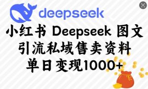 小红书Deepseek图文引流私域售卖资料,单日变现多张-小牛学府