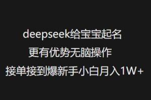 deepseek给宝宝起名更有优势无脑操作接单接到爆新手小白月入1W+-小牛学府