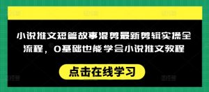 小说推文短篇故事混剪最新剪辑实操全流程,0基础也能学会小说推文教程,肯干多发日入多张-小牛学府