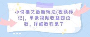 小说推文最新玩法(视频标记),单条视频收益四位数,详细教程来了-小牛学府