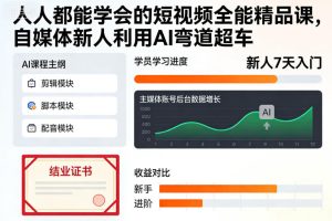 人人都能学会的短视频全能精品课,自媒体新人利用AI弯道超车-小牛学府