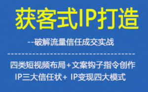 获客型IP打造,破解流量信任成,四类短视频布局+文案钩子指令创作IP三大信任状+IP变现四大模式-小牛学府