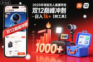 2025年淘宝无人直播带货，冲刺双12，日入1k+【附工具】【揭秘】-小牛学府