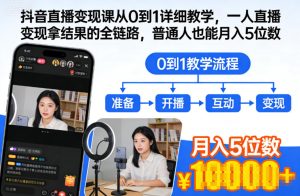 抖音直播变现课从0到1详细教学，一人直播变现拿结果的全链路，普通人也能月入5位数-小牛学府