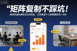 矩阵复制不踩坑！拼多多虚拟类目2025玩法，工作室或者个人矩阵稳定月1-5W【揭秘】-小牛学府